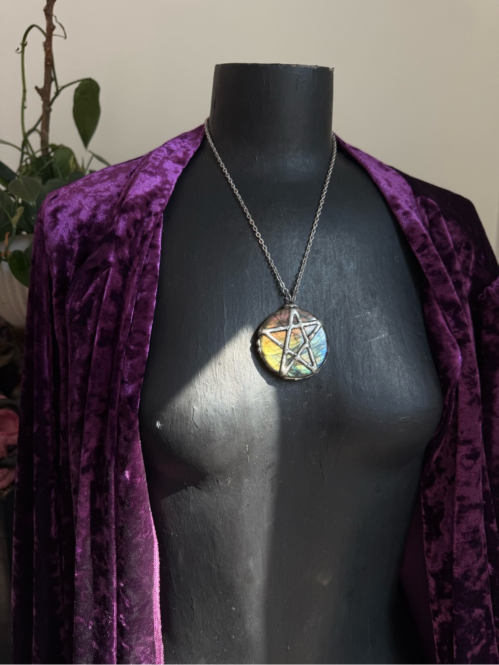 Labradorite  Pentagram Pendant Necklace - Women Jewelry handmade witchy goth